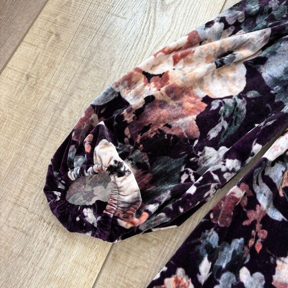 Calvin Klein Womens Velvet Puff Sleeve Floral Dress Size 14 Wedding Whimsigoth - Picture 6 of 14